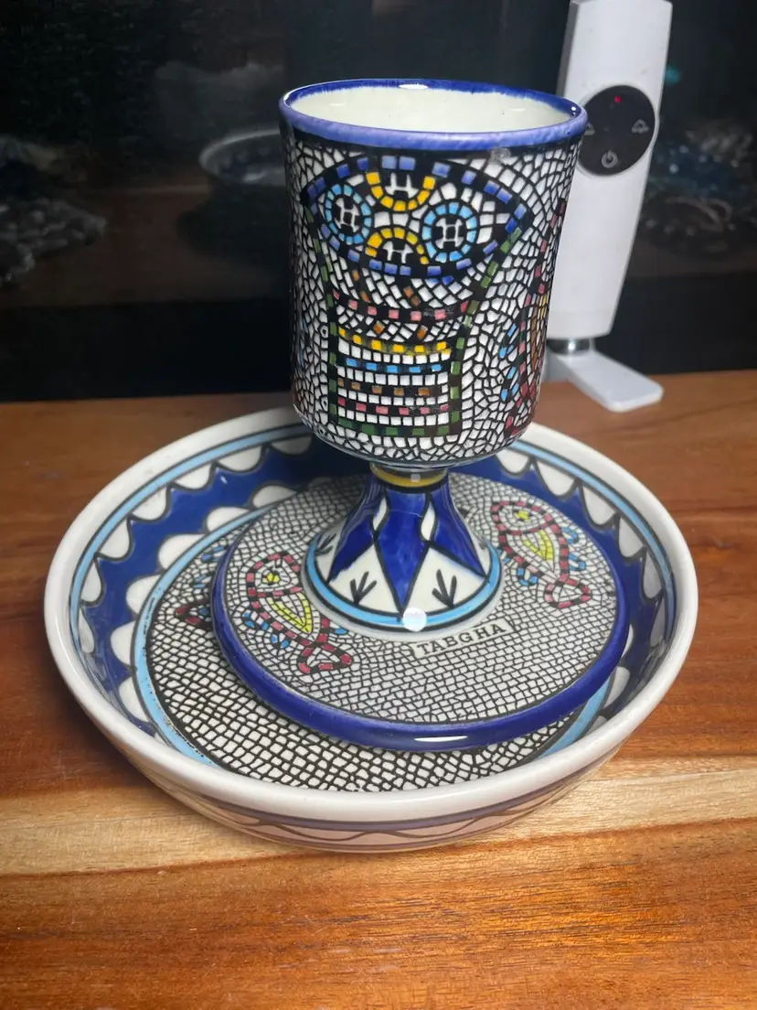 Armenian Fishes Goblet, Bowl And Coaster