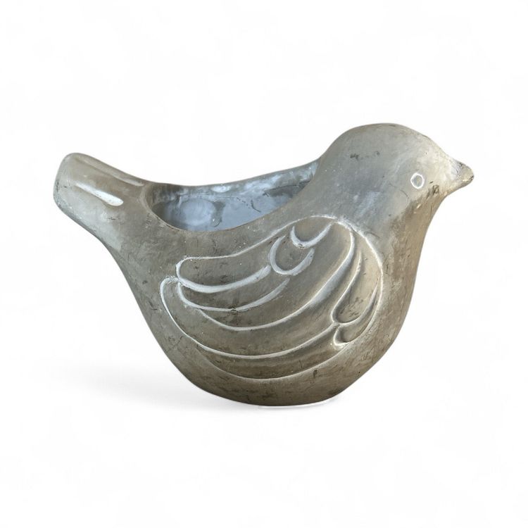 Small Gray Cement Succulent Bird Planter