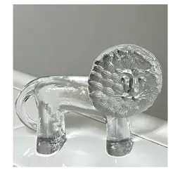 Kosta Boda Zoo Series by Bertil Vallien Crystal Clear Glass Lion Paperweight 3.5 in Height