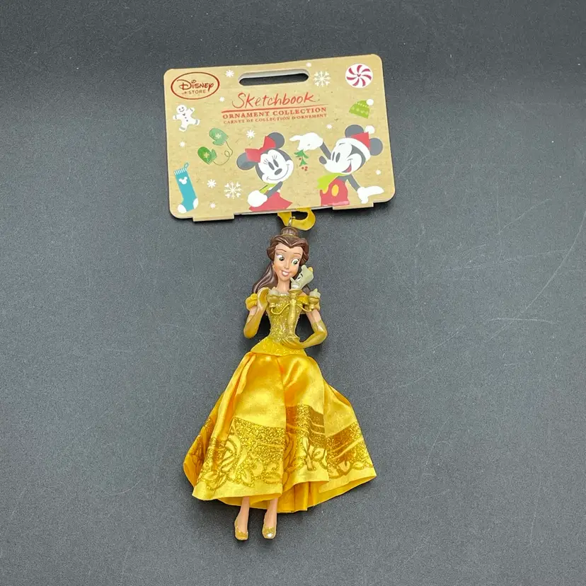 Disney Store Sketchbook Belle Lumiere Christmas Ornament VTG Beauty and the Beast Princess