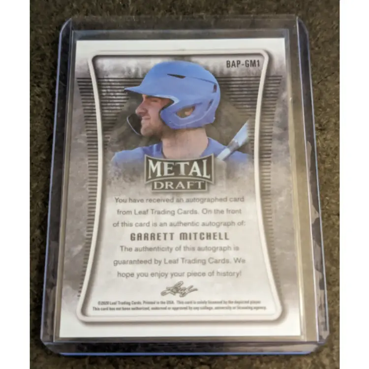 Garrett Mitchell 2020 Leaf Metal Draft Portrait Autograph Silver Mojo Parallel 
