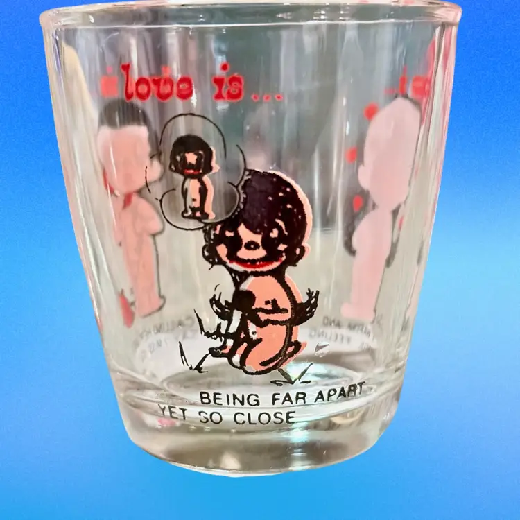 Vintage Love is... Calling Her Kim Casali Cartoon Los Angeles Times 6oz Retro Glass (1970s)