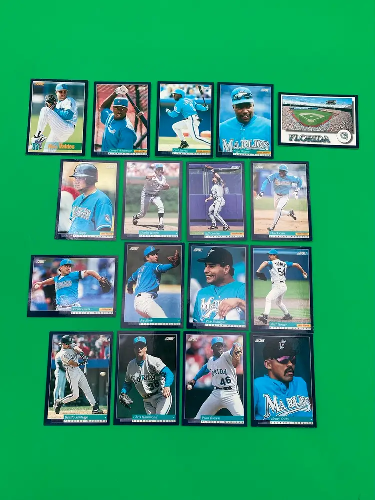 Score 1994 MLB Florida Marlins Lot of 17 Different Trading Cards
