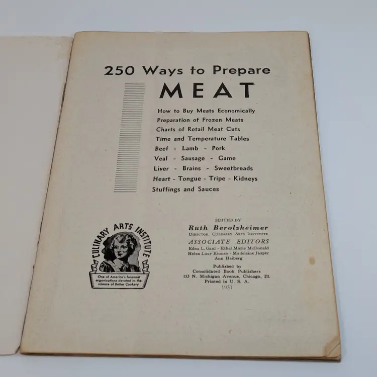 Vintage 250 Ways to Prepare Meat 1951 Culinary Arts Institute