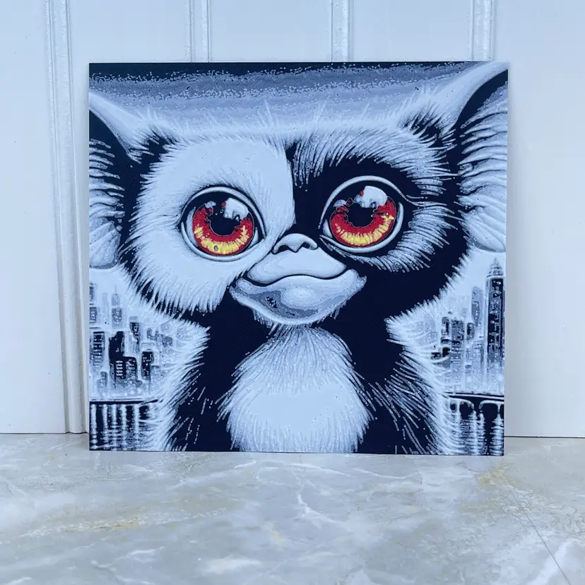 Gremlin Wall Art, Wall, Gizmo, 80s Nostalgia. Classic 80s Movie, Textured Art, Hueforge Art
