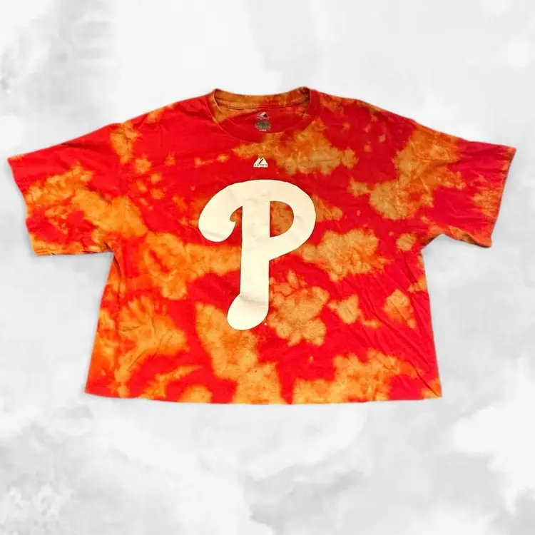 Philadelphia Phillies Cropped Tie Dyed T-shirt Large