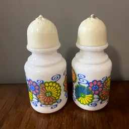 Avon Milk Glass Flowery Salt And Pepper Shakers