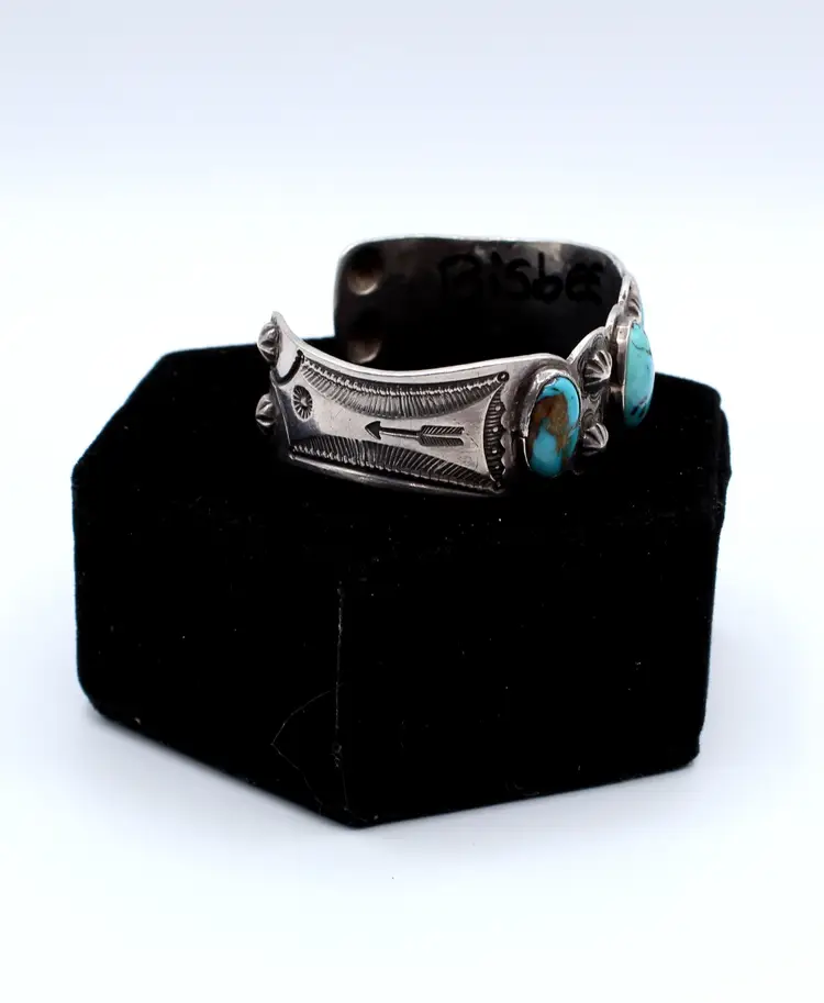 Vintage Sterling Silver Bisbee Turquoise cuff bracelet 39.70g