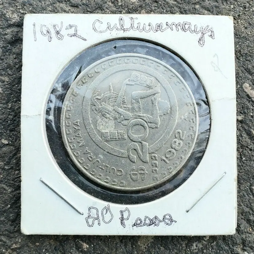 Mexico Coin Cultura Maya Commemorative 20 Pesos 1982 Circulated protected READ 