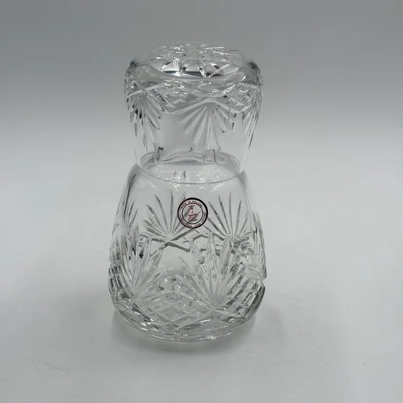 Crystal Clear Industries Polish Tumble Up Clear Lead Crystal Vintage Bedside Carafe And Cup Hand Cut