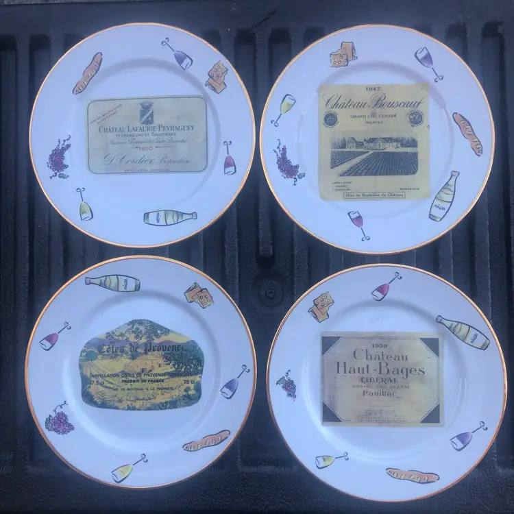 Vintage Wine Label Decorative Plates Set