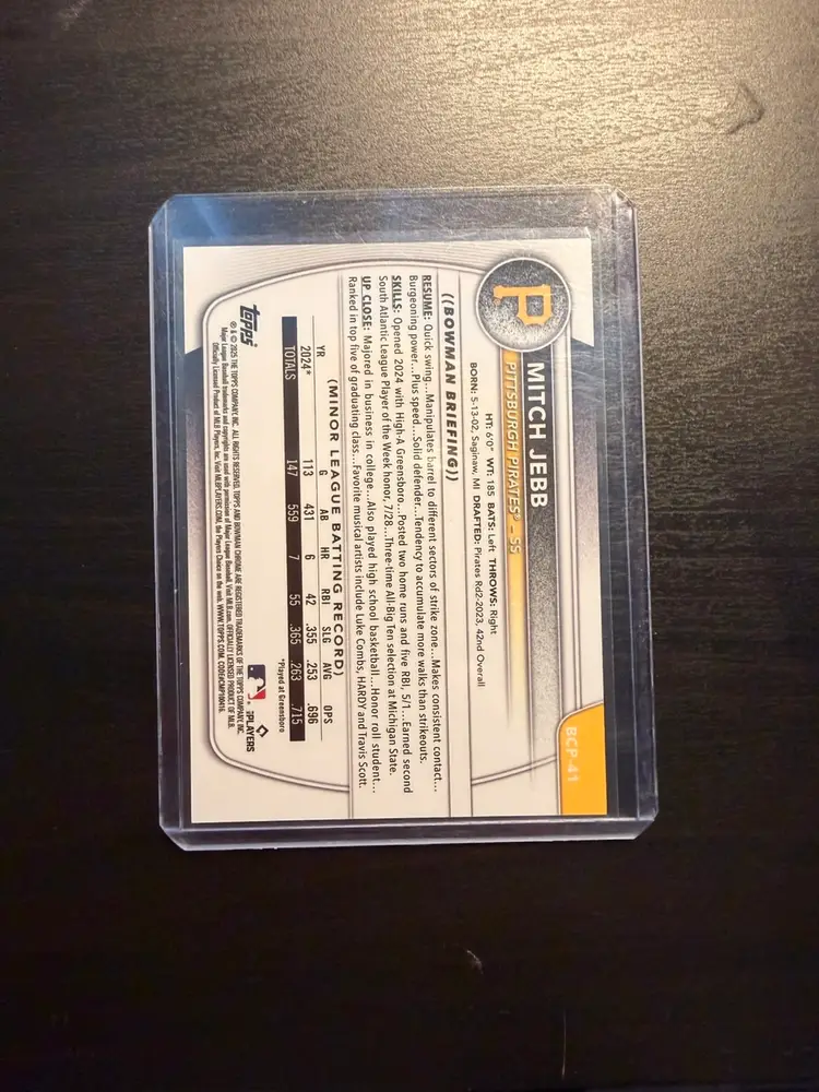 Mitch Jebb 2025 Bowman 1st Gold Geometric /50