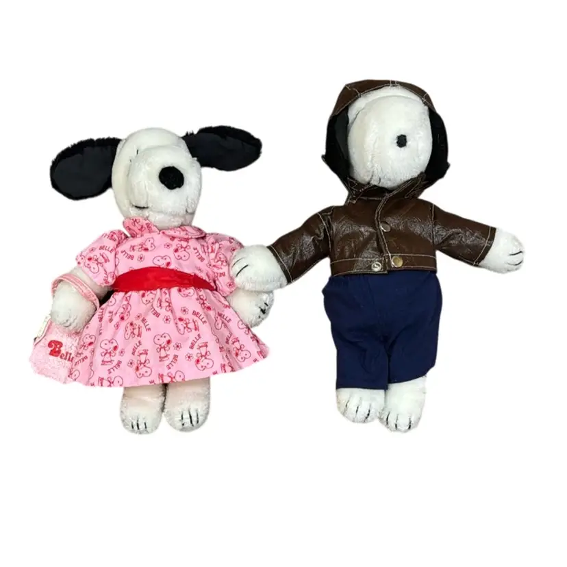 Pair - 1968 Vintage Snoopy & Belle - With 22 Original Outfits