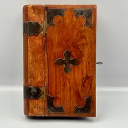 Locking Wooden Faux Book Box 8”x5”