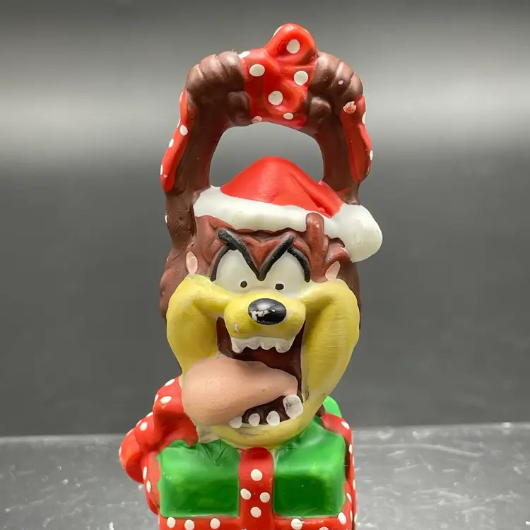 Looney Tunes Taz with Present Christmas Ornament Ceramic Vintage 1997