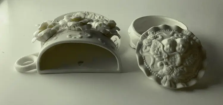 White Bisque Flower Pocket and Angel Bowl