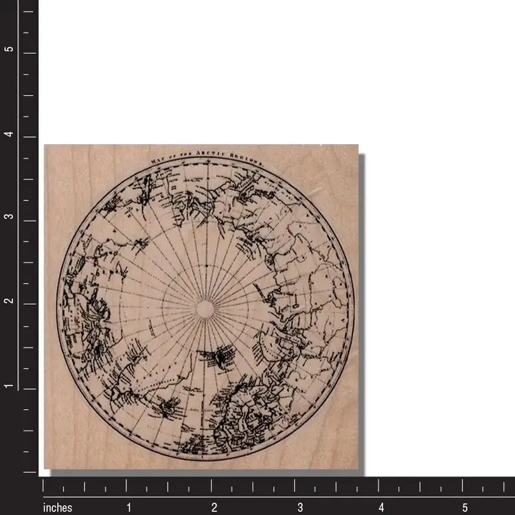 Map Of The Arctic Background Rubber Stamp - Mixed Media, Collage, Art