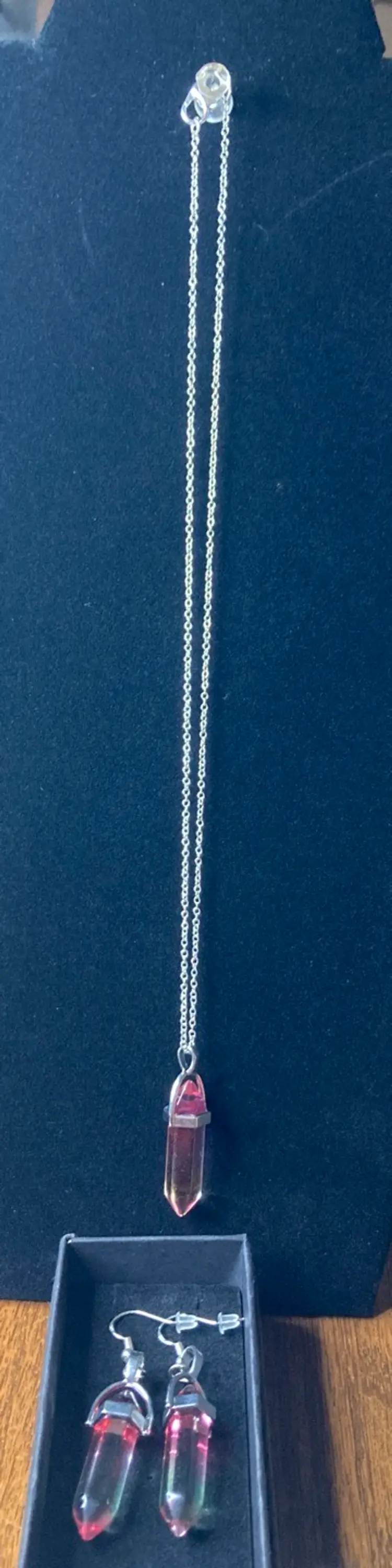 HAND MADE BY ME! NEW Matching Necklace And Fish Hook Earrings Set! 18” Chain! Will Arrive In Jewelry Box!