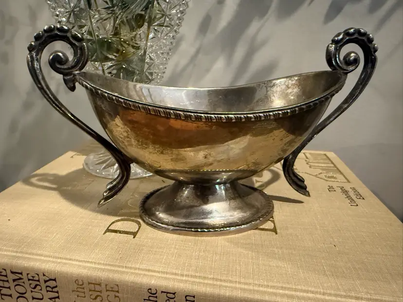 Silver-Plated Sauce Boat with Art Nouveau Handles