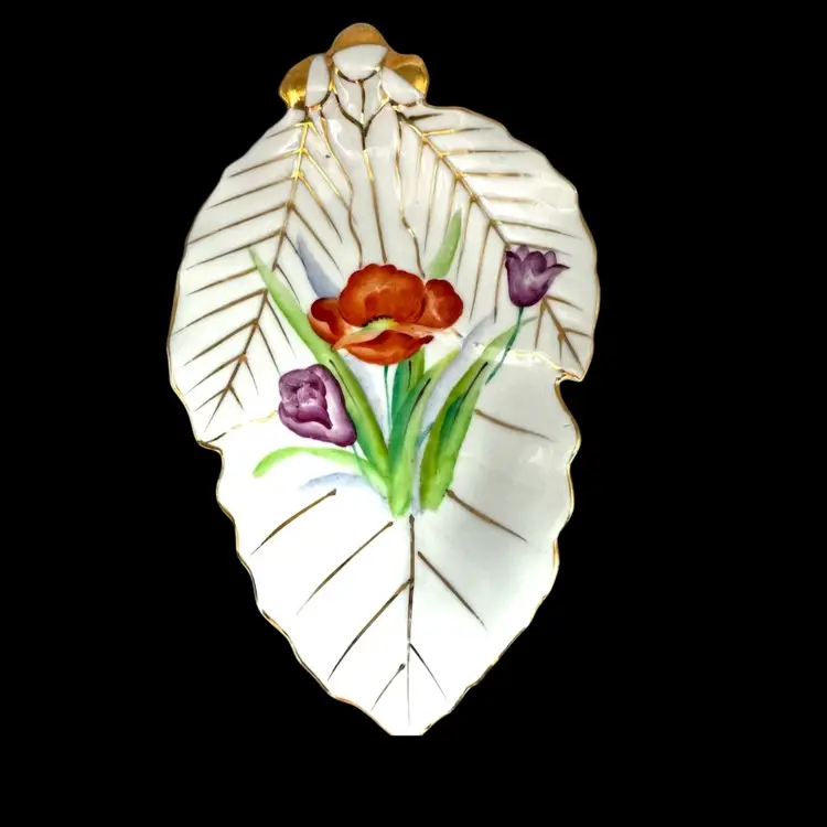 Vintage Leaf Shape Porcelain. Trinket Dish - Japan