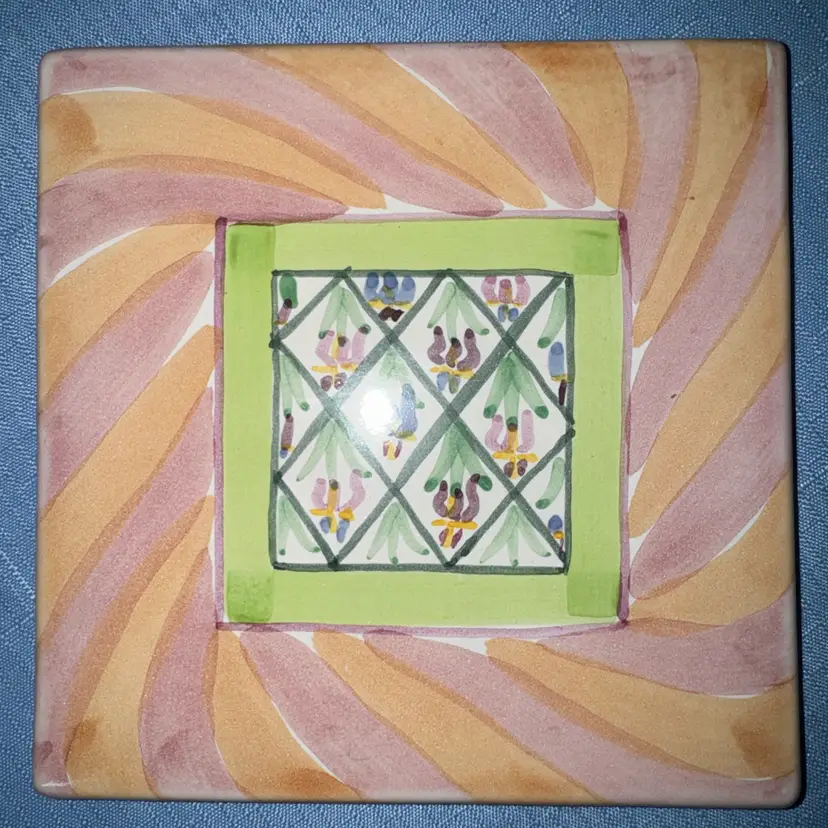 MacKenzie Childs 6" Square Tile Trivet Hot Plate New Retired