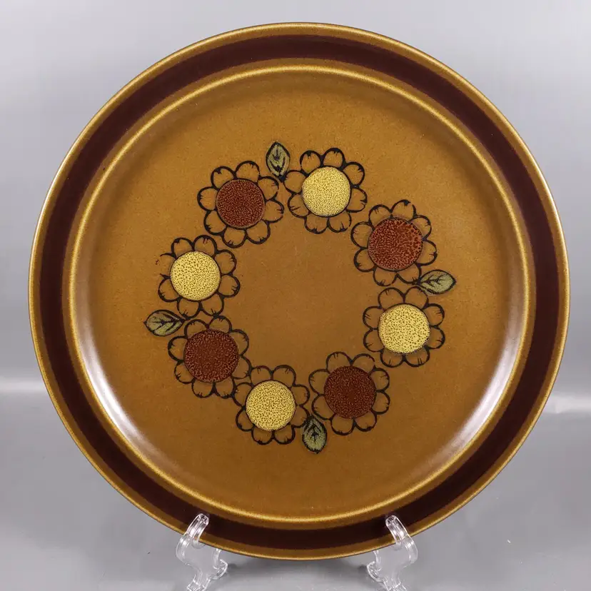 Vintage ETERNASTONE Japan CHARITY Yellow Brown Floral Daisy Stoneware PLATTER