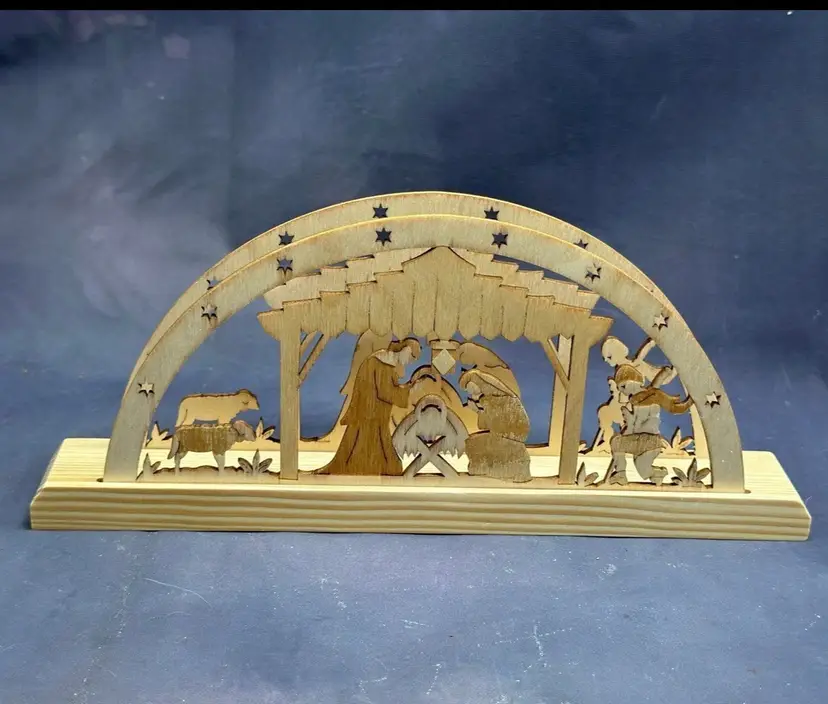 Vintage German Echt Erzgebirge Christmas Nativity Napkin Holder Carved Wood #Christmas