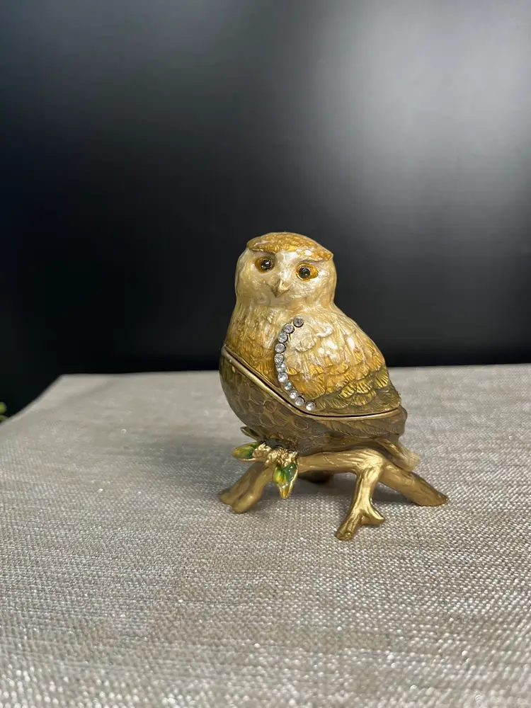 Jay Strongwater Hildy Owl Figurine Hinged Trinket Box-Extremely Hard to Find