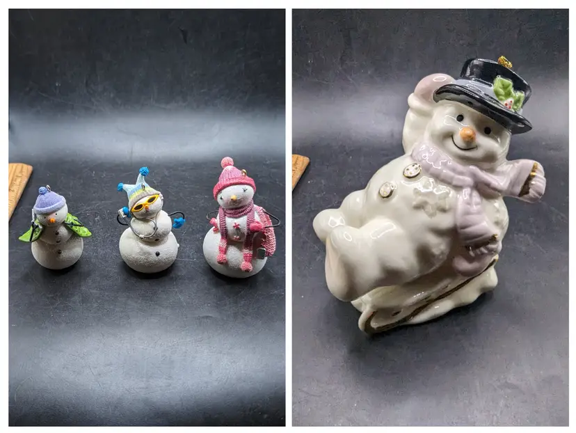 Vintage Lot of 4 Snowman Ornaments.
