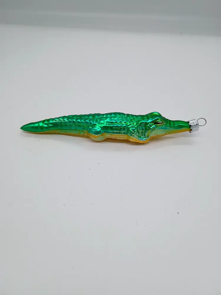 Hand Blown Mercury Glass Alligator Christmas Ornament Choose Polish or Czech made