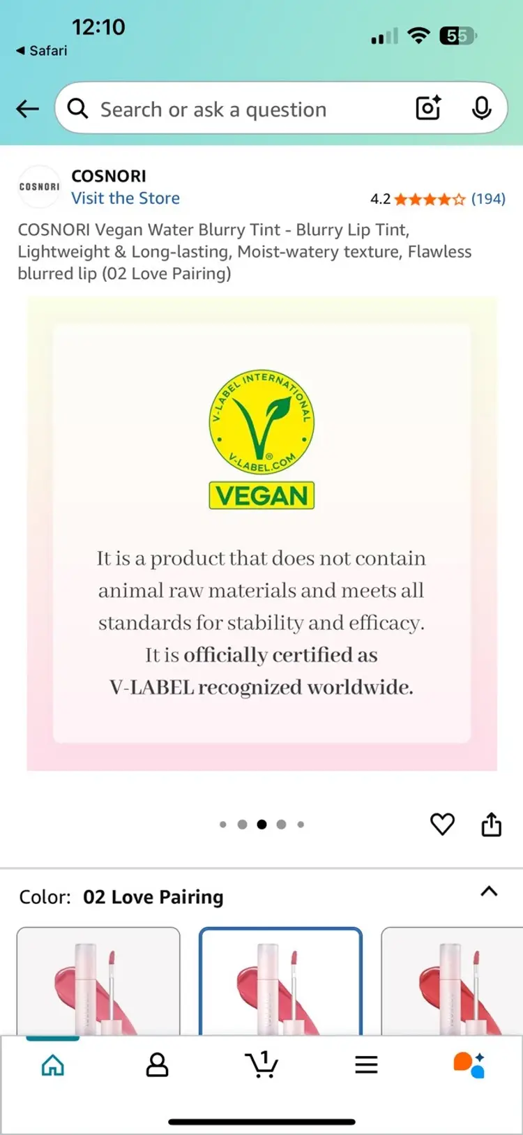 COSNORI Liquid Lipstick 'Love Pairing'