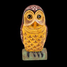 Randy D. Tate Painted Carved Wood Owl Figurine By Midwest Of Cannon Falls, Carved Wooden Owl Figurine
