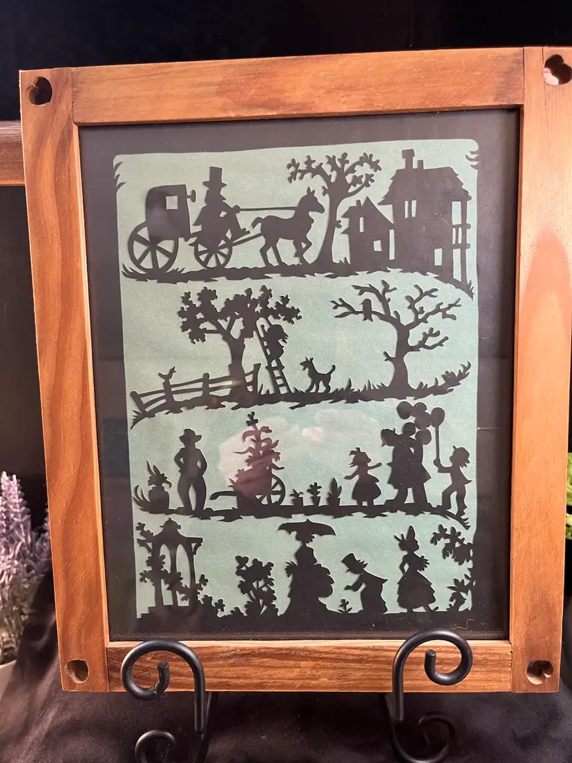 Primitive & Hand Created Silhouette Scherenschnitte Paper Art-Amish & Old World Theme-See Pics-Too Good to Try to Describe!!
