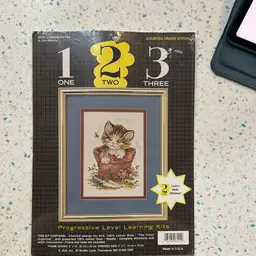 Curious Kitten Counted Cross Stitch Kit #06241 Vintage 1990 Designed By Joan Marchie