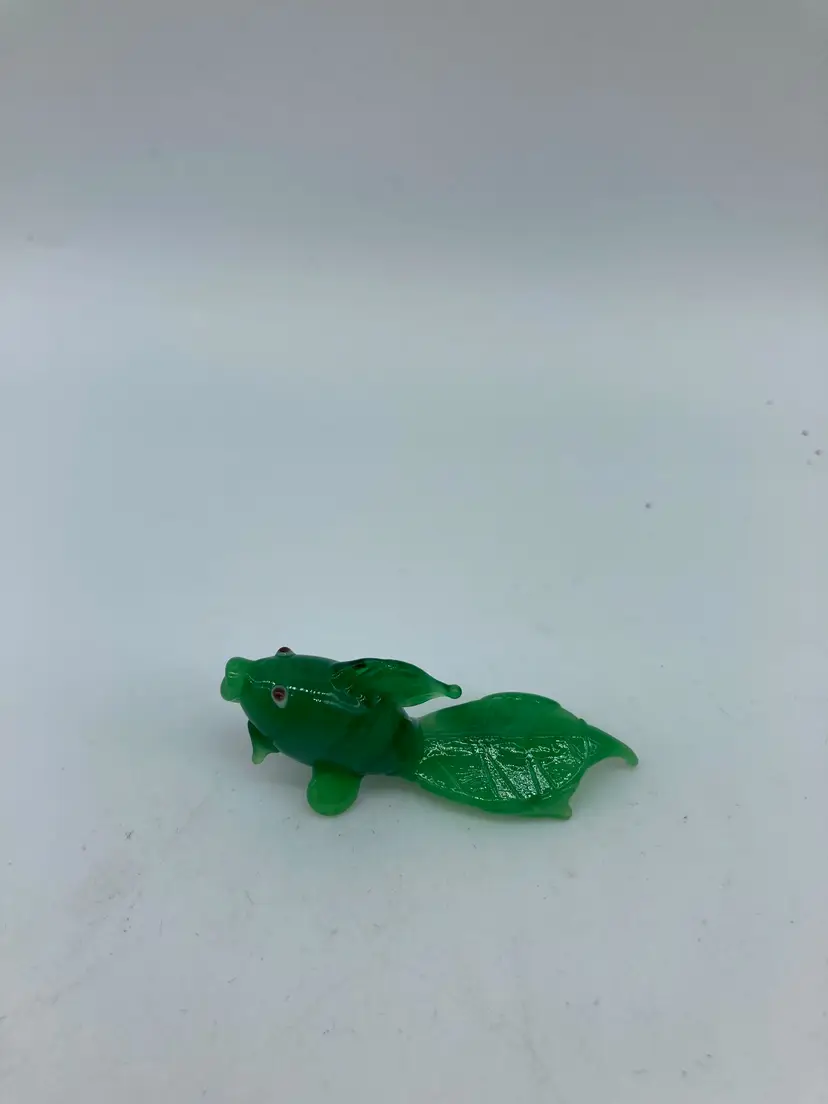 Tiny Green Glass Lampwork Goldfish