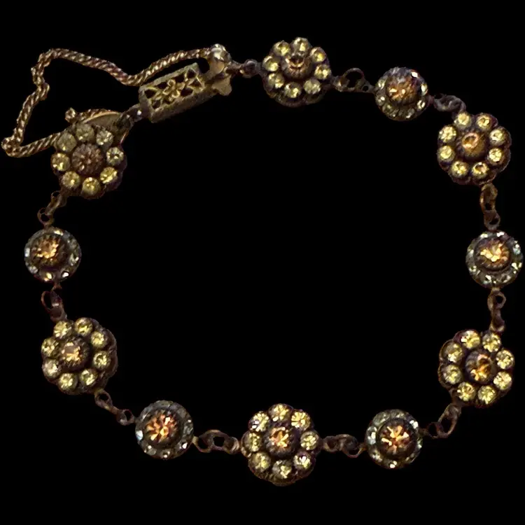 Liz Paiacious Rhinestone Flower Bracelet 7.5”