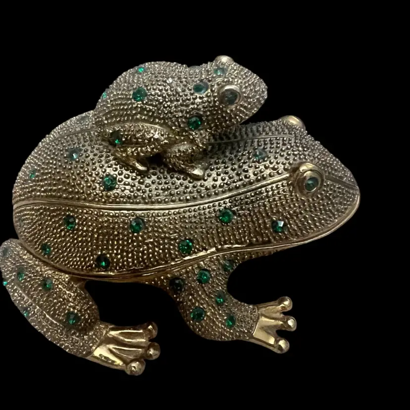 Bombay Jeweled Brass Frog Desk Set