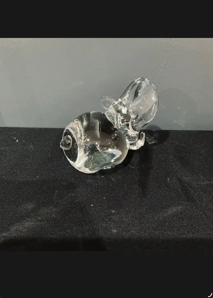 Vintage Clear Glass Hippo Figurine – Holiday Imports Taiwan – Mid-Century Modern