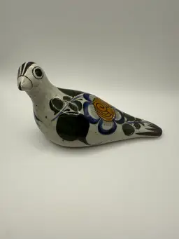 Vintage Hand-painted Tonala Mexican Folk Art Pottery Bird Figurine