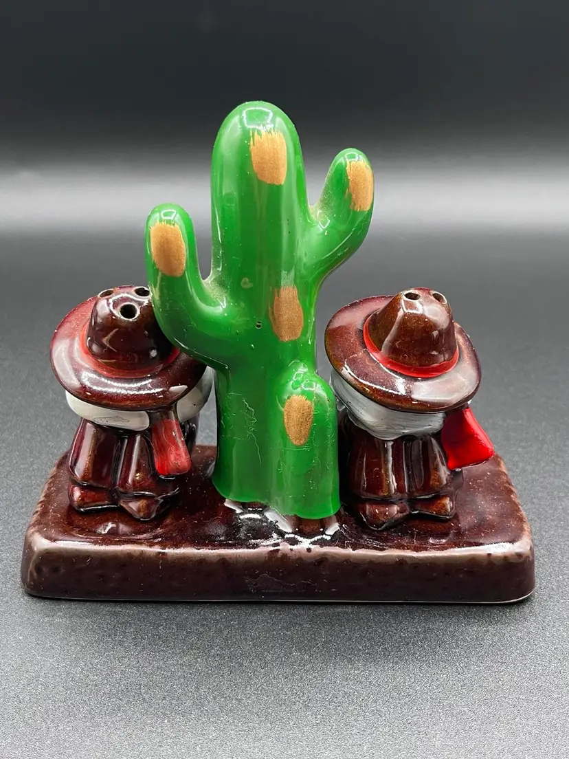 Taking A Siesta Salt And Pepper Shakers With Cactus Stand/Caddy Holder🌵