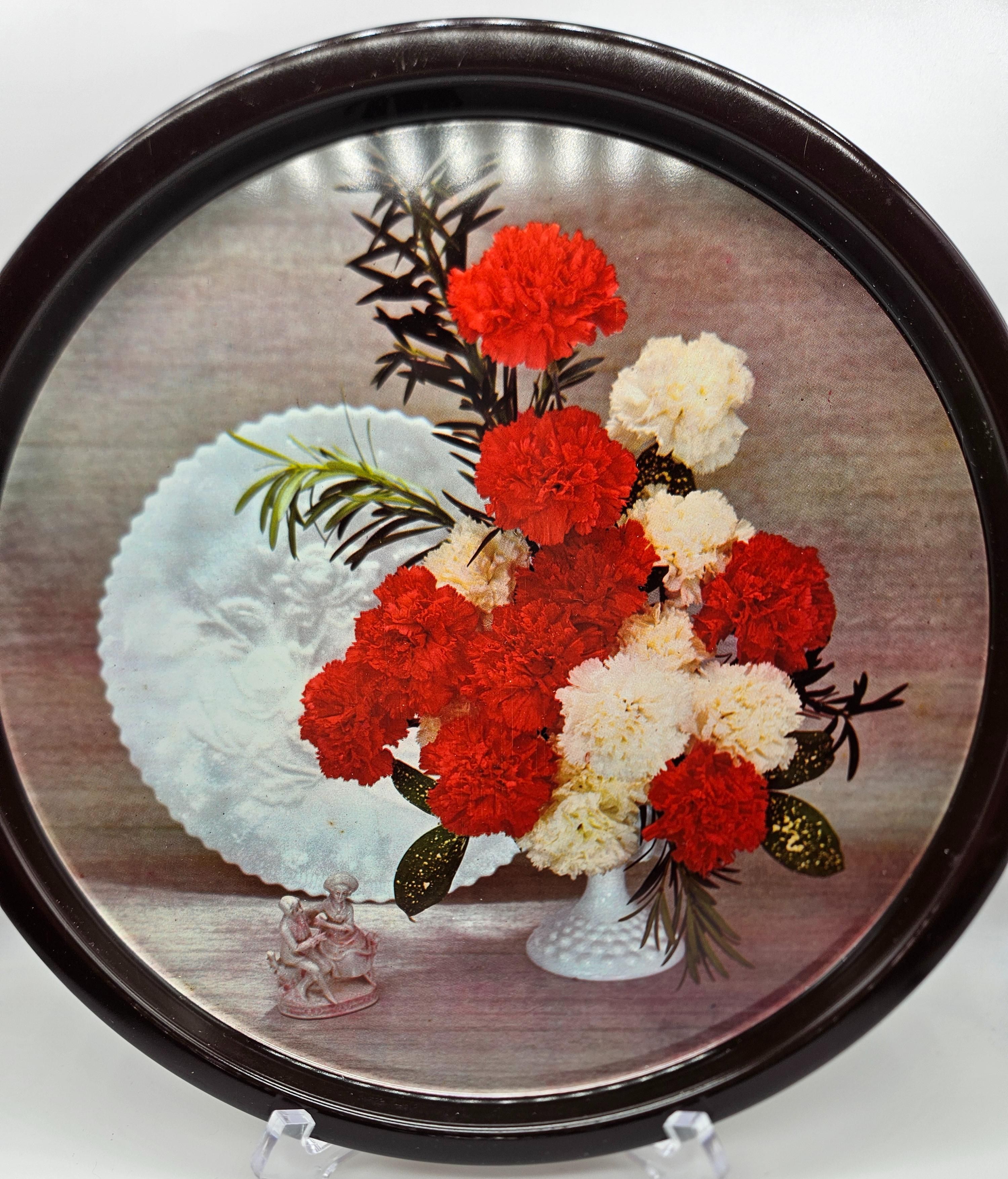 Niknax · Vintage Carnation Metal Serving Tray