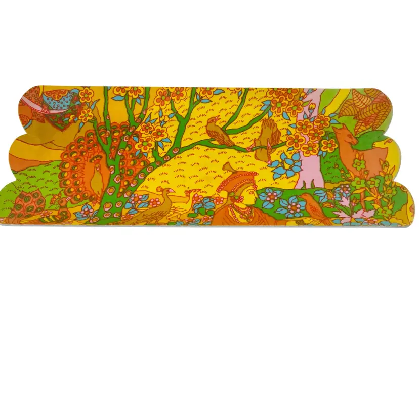 Incredible Vintage Psychedelic Pop Art Melamine Type Tray 7”x 17”