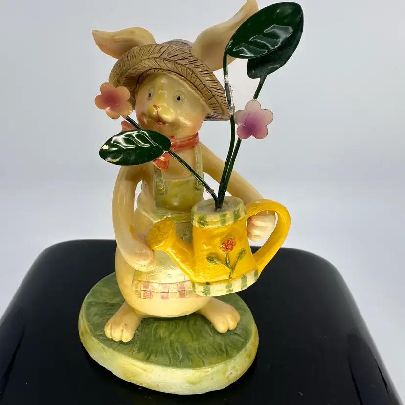 Anthropomorphic Bunny Rabbit Farming Watering Flowers 5”