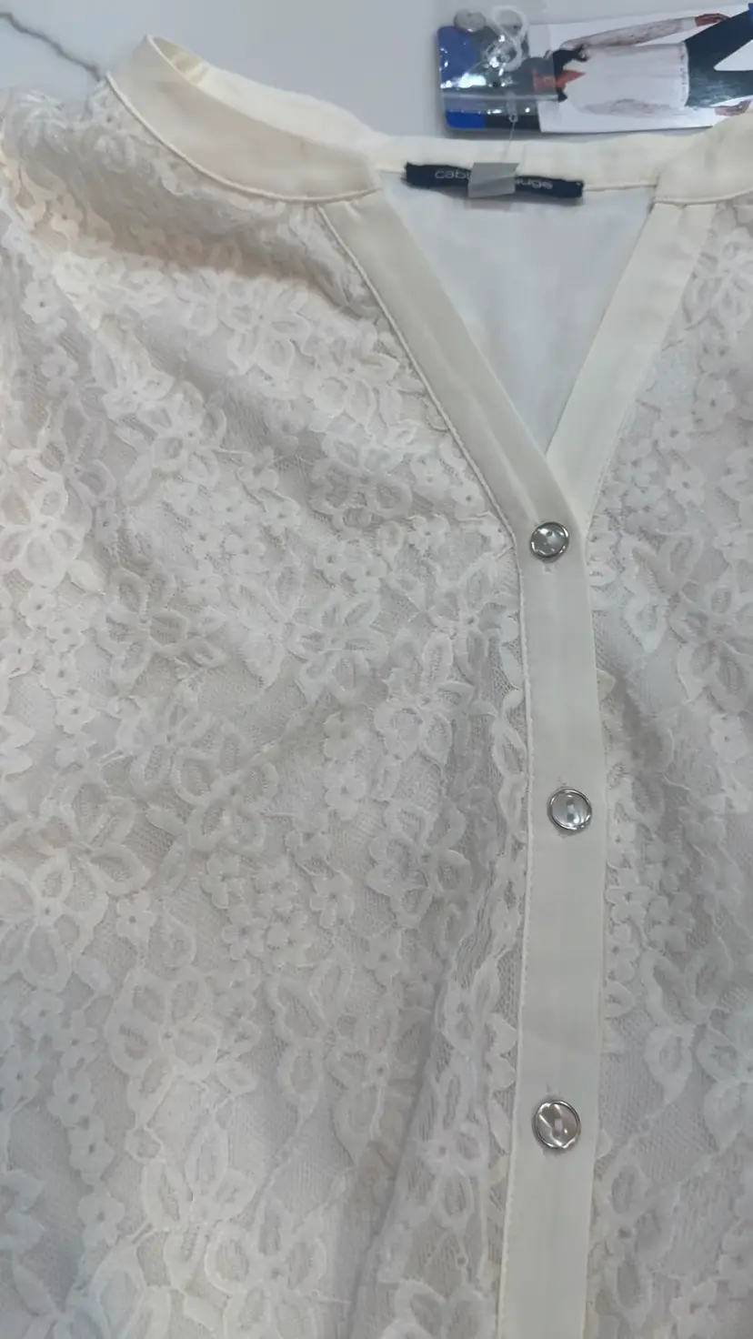 Cable and Guage size large white lace button long sleeve shirt New With Tags