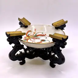 Vintage Dragonware Ceramic Ashtray On Stand
