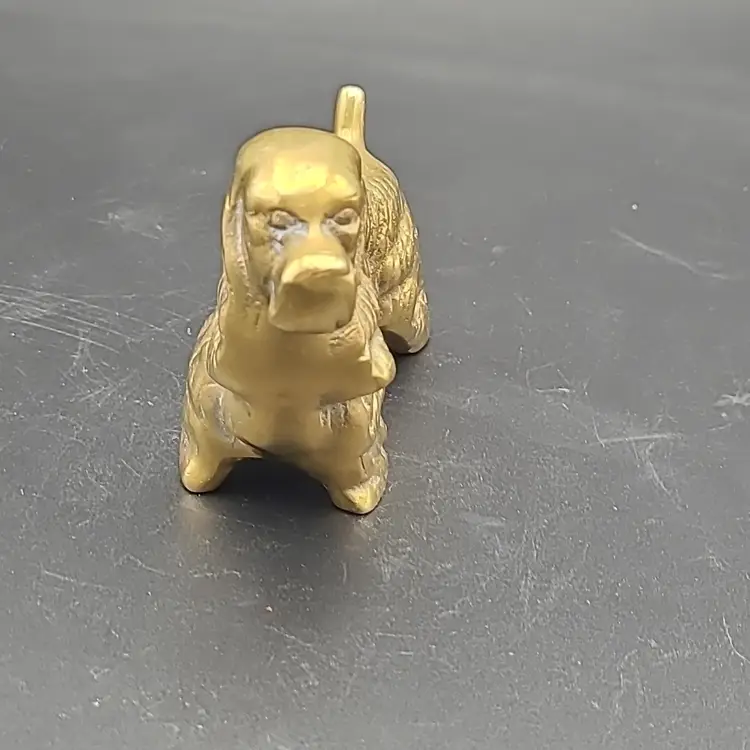 Vintage Solid Brass Cocker Spaniel Dog MCM  Figurine Or Paperweight