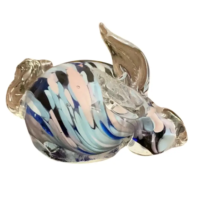Art Glass Hand Blown Multi-colored Swirled Pattern Bunny Sculpture/Paperweight 2β X 2 7/8β