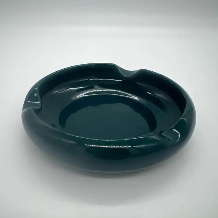 Vintage Hall China Green Round Ashtray Change Trinket Dish 675 USA MCM