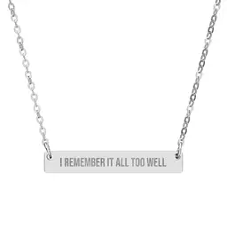 I Remember It All Too Well Horizontal Bar Necklace, Engraved
