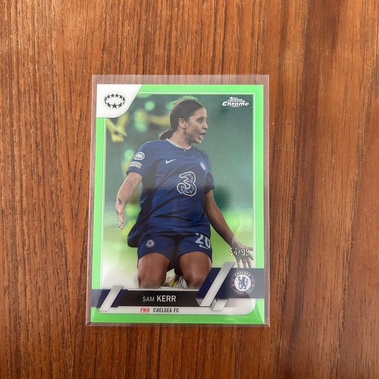 22/23 Topps Chrome UWCL Neon Green Refractor /99 Sam Kerr Chelsea/Australia